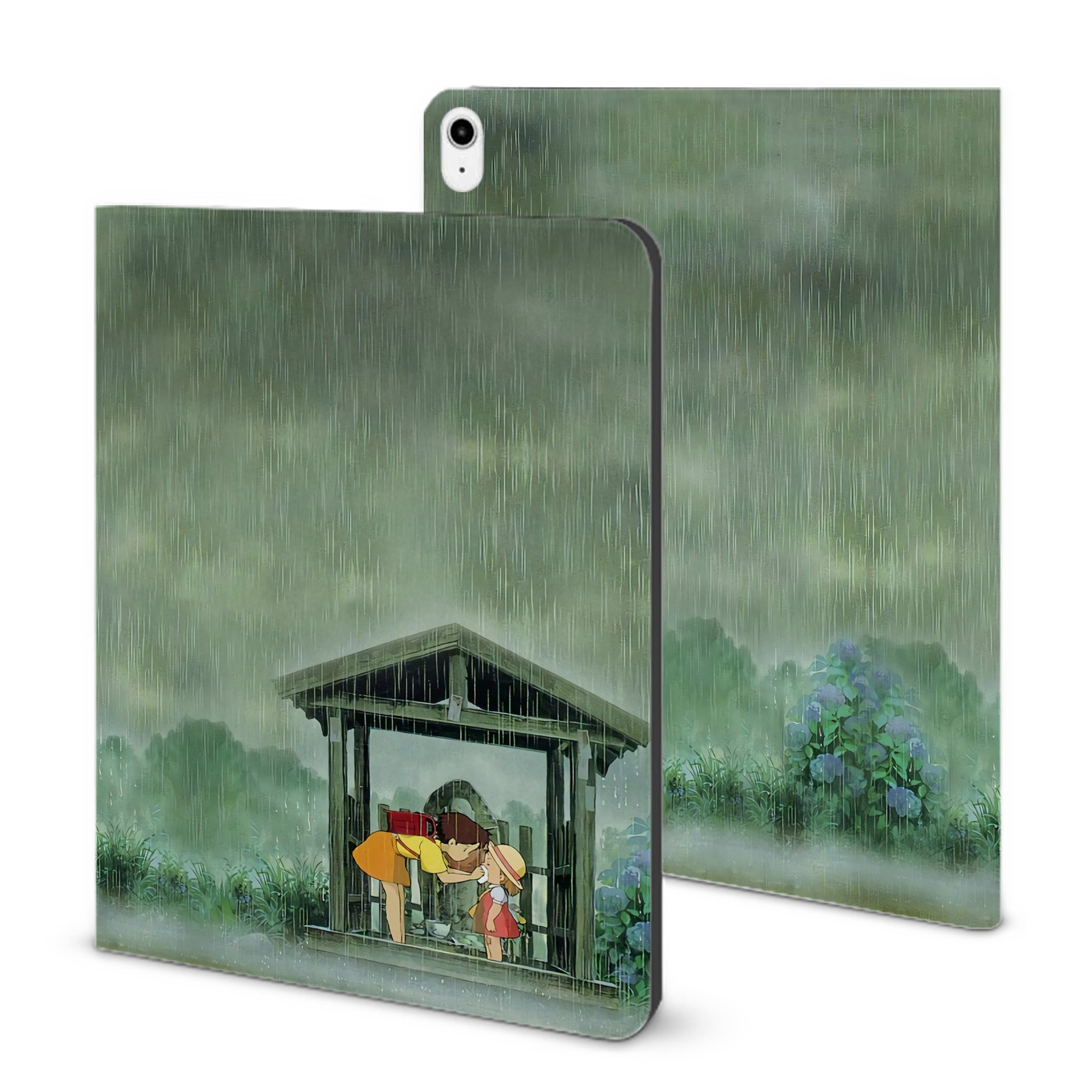 （画像用） となりのトトロ 草壁メイ 草壁サツキ My Neighbor Totoro Satsuki Kusakabe Mei Kusakabe IPadケース ペンホルダー付き ブックスタイルデザイン